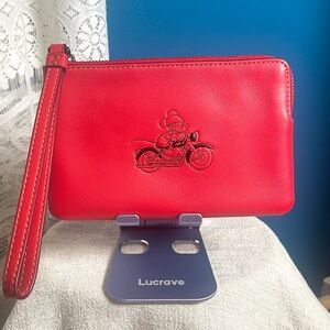 Disney X Coach Mickey Mouse Motorcycle Leather CornerZip Limited EditionWristlet